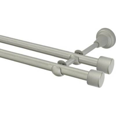 OK-GarnýžeCZ Garnýž kovová dvouřadá 16mm Pullo double stříbrná mat 240 cm do stěny / na tunýlek - bez kroužků