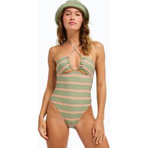 Roxy Дамски цял бански костюм ROXY Dreamer HI oil green say it with stripes
