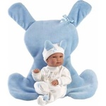 Llorens Vinyl doll babas Bimbo with blue cushion35cm