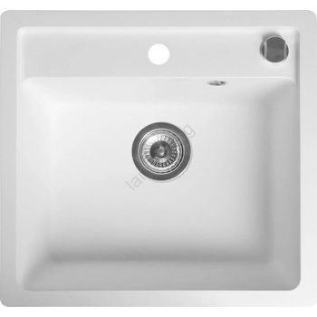 SAPHO - Гранитна кухненска мивка 53x50 см, бяла (SH0426)