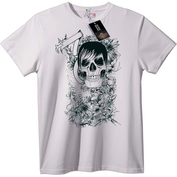 NOONEBRAND Тениска Череп и Флорални Изкуства - S, Black