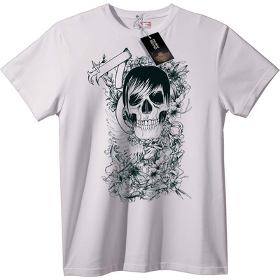 NOONEBRAND Тениска Череп и Флорални Изкуства - S, Black
