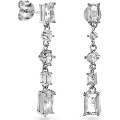 Again Jewelry Blyštivé visiace strieborné náušnice so zirkónmi AJNS0029