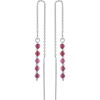 AGAIN Jewelry Stříbrné řetízkové náušnice s rubínem AJKNS007