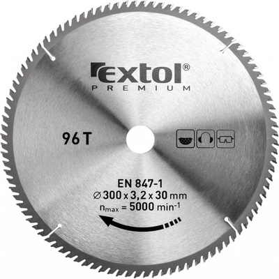 EXTOL PREMIUM pilový kotouč s SK plátky, 350x2,5x30mm, 84T, šířka SK plátků 3,5mm