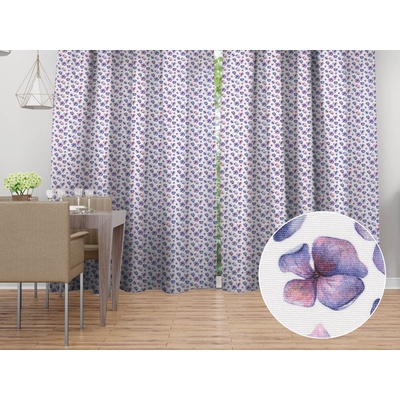 Biante Dekoračný záves Porto PRT-024 Modré okvetné lístky na bielom 130x230 cm