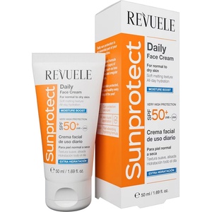  REVUELE Sunprotect Daily Face Cream SPF 50+, хидратиращ дневен крем за лице за нормална до суха кожа, 50 ml