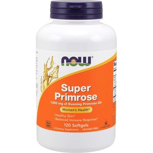 NOW NOW Super Primrose 1300 mg, двугодишна иглика, 120 софтгел капсули