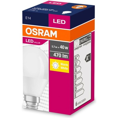 Osram Žiarovka LED FR 040 ean7898 non-dim, 4,9W/827 E14 2700K Value CLASSIC P