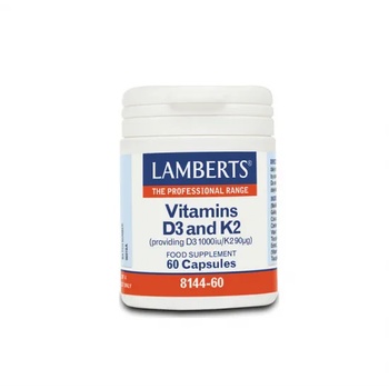 LAMBERTS Хранителна добавка Витамин Д+ K2 , Lamberts Vitamin D3 1000iu & K2 90g 60caps