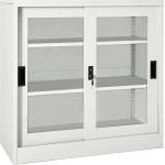  Шкаф с плъзгаща врата, светлосив, 90x40x90 см, стомана