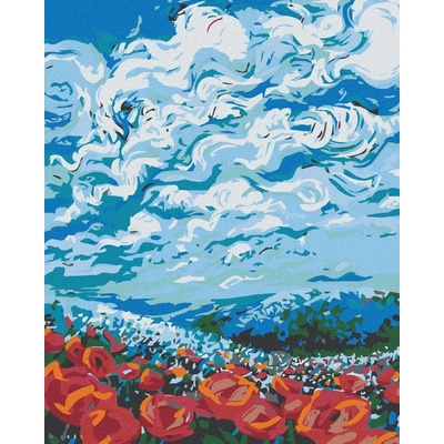 zuty Malování podle čísel Pole červených kvítků 80 x 100 cm vypnuté plátno na rám