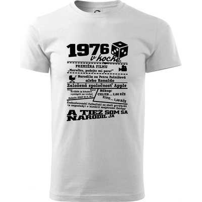 1976 v kocke tričko biele