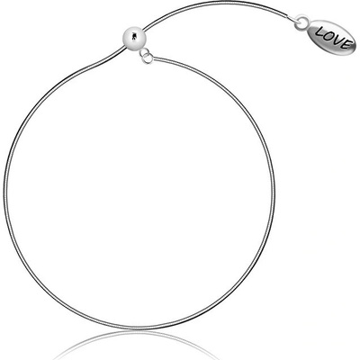 Šperky eshop stříbrný navlékací hadí řetízek oválná známka s nápisem LOVE S32.28