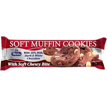 MERBA Мерба меки бисквити Мъфин с тъмен, млечен и бял шоколад (30%) 175 гр