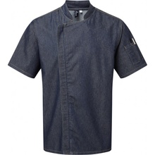 Premier Workwear PR906 krátký rukáv na zips indigo denim M