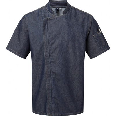 Premier Workwear PR906 krátký rukáv na zips indigo denim M