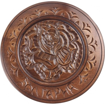 Декоративна дърворезбована чиния в цвят орех (5990)