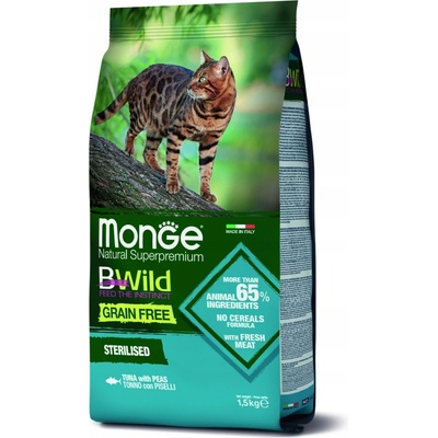 MONGE BWILD CAT STERILISED Tuňák 1,5 kg