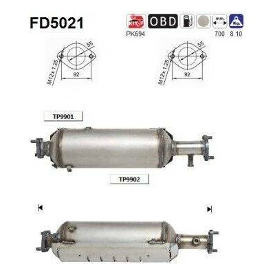 Filtr sazových částic, výfukový systém AS FD5021