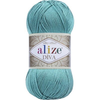 Alize Pletací / háčkovací příze DIVA 376 tyrkysová, jednobarevná, 100g/350m