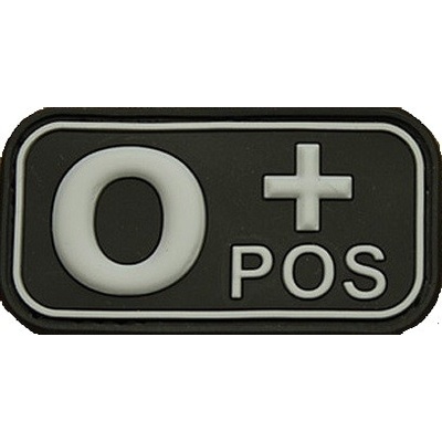 Patch označenie krvnej skupiny, 0+ POS - čierny