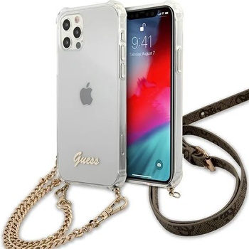 GUESS Калъф за телефон Guess GUHCP12MKC4GSGO 4G Golden Chain за Apple iPhone 12/12 Pro, прозрачен (GUE001317)