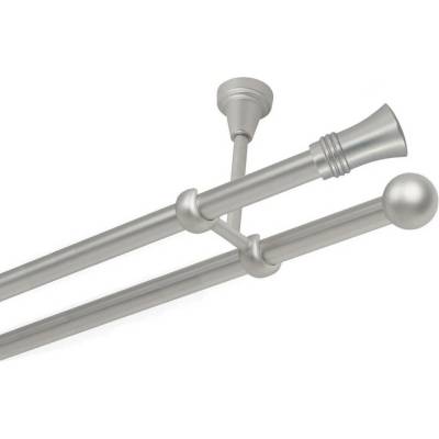 OK-GarnýžeCZ Garnýž kovová dvouřadá 16mm Capri satina 180 cm do stropu / na tunýlek - bez kroužků