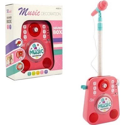 Teddies Mikrofon karaoke plast 18x26cm růžový na baterie