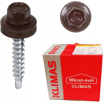 Samořezný střešní farmářský šroub KLIMAS 4,8 x 35 mm RAL 8017 čokoládově hnědý s podložkou EPDM (250 ks/bal) – Hledejceny.cz
