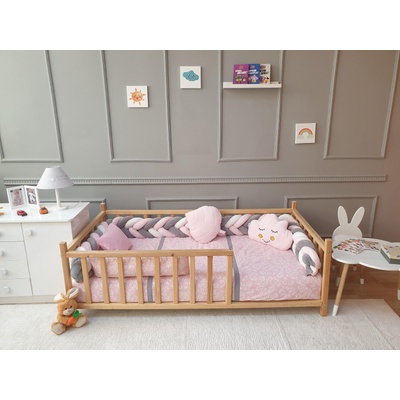 Babyhome Бебешки спален комплект за монтесори легло 90/190 см. Цвят РОЗОВ (5865)