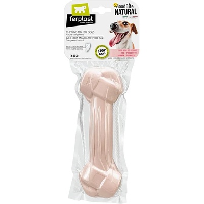 Ferplast GoodBite Natural XL - Лакомство за кучета - кокал за дъвчене от царевично нишесте с шунка 1 брой- 20. 5 см