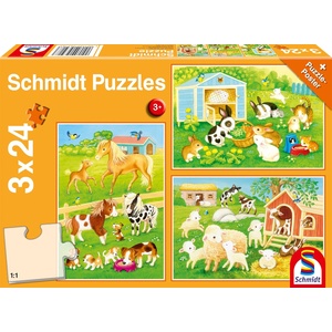 Schmidt Spiele Детски пъзел Schmidt от 3 x 24 части - Моите приятели от селския двор (56518) - baby