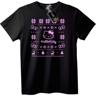 NOONEBRAND Тениска Hello Kitty Грозна Коледна - 4XL, Black
