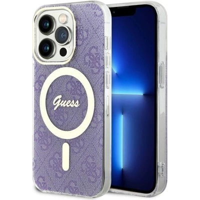 GUESS Кейс Guess GUHMP14LH4STU за iPhone 14 Pro 6.1", лилав / лилав, твърд, 4G MagSafe (GUE002758-0)
