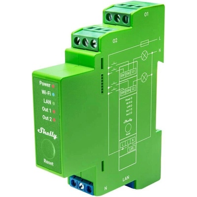 Shelly Pro Dimmer 2PM - dvoukanálový stmívací modul (LAN, WiFi, Bluetooth)