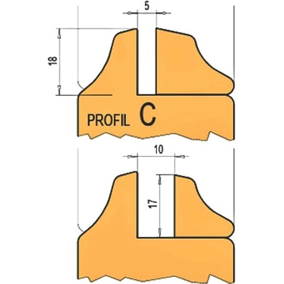 RH+ Sada nožů C pro hlavičku na interiérové dveře (profil + kontra profil)