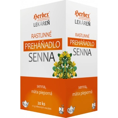 HERBEX Lekáreň Rastlinné PREHÁŇADLO SENNA bylinná zmes senna a mäta čaj 20 x 2 g