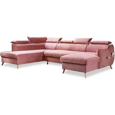 Miuform Светлорозов кадифен U-образен ъглов разтегателен диван (ляв ъгъл) Sweet Harmony - Miuform (841MO235)