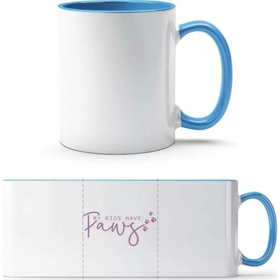 PrintEQ TTH Dvoubarevný Hrnek Design Moje děti mají tlapky Bílá Světlemodrá Standard Dárky 250 ml