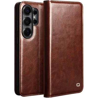 Qialino Кожен Калъф за Samsung S26 Ultra, Qialino Book Case, Кафяв (5966011992142)
