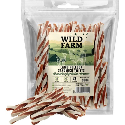 WILD FARM Сандвич с агнешко и треска 500 г лакомство за кучета