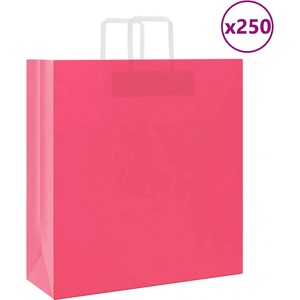 vidaXL Хартиени торбички 250 бр с дръжки розови 45x17x48 см (4101905)