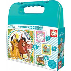 Educa Пъзел 4 в 1, Educa, Disney Classics, Животни, 12/16/20/25 части (EDU19309)