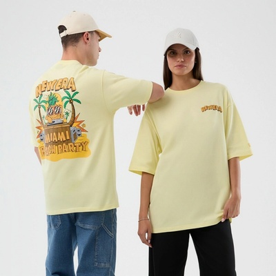 New Era Branded Beach Party Graphic Oversized Tee Yellow