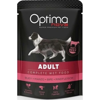 Optimanova Пауч OptimaNova Adult Beef, с говеждо за кучета над 12 м, 0.300 кг