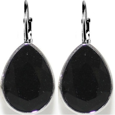 Swarovski Elements Pear stříbrné visací černé slzičky kapky 39169.4 Jet černá