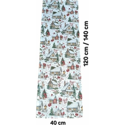 LKV Lomnice Textilní běhoun Vánoce domečky 40x120cm