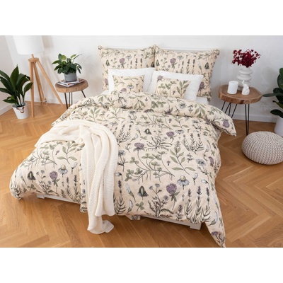 MKLozkoviny.sk bavlna obliečky Renforcé Herbár béžové 140x200 70x90