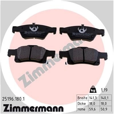 Sada brzdových destiček, kotoučová brzda ZIMMERMANN 25196.180.1 (251961801)